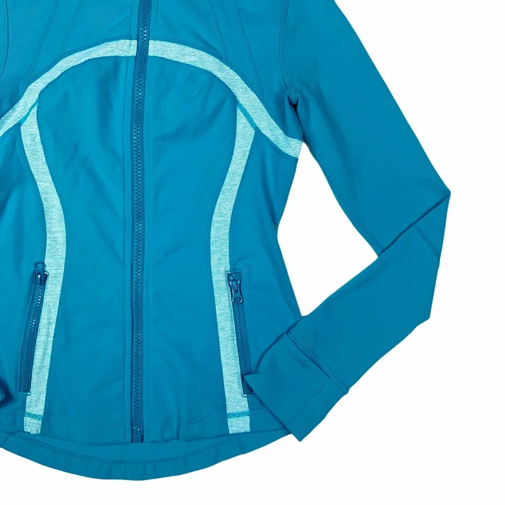 lululemon athletica Teal Zip-Up Jacket with Light Blue Trim - Picture 3 of 6